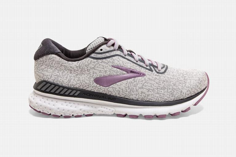 Brooks Adrenaline GTS 20 Women's Road Running Shoes - White/Grey/Purple (07296-ECTF)